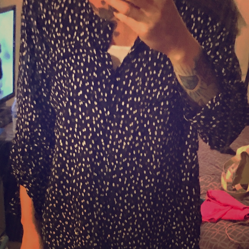 Black and white polka dot blouse